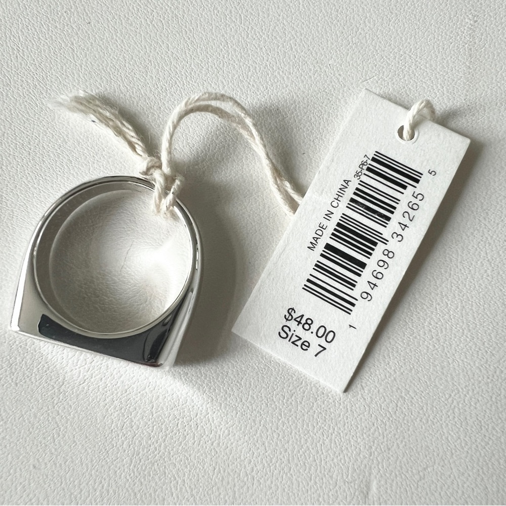 Club Monaco silver tone flat signet ring size 7 - Picture 6 of 6